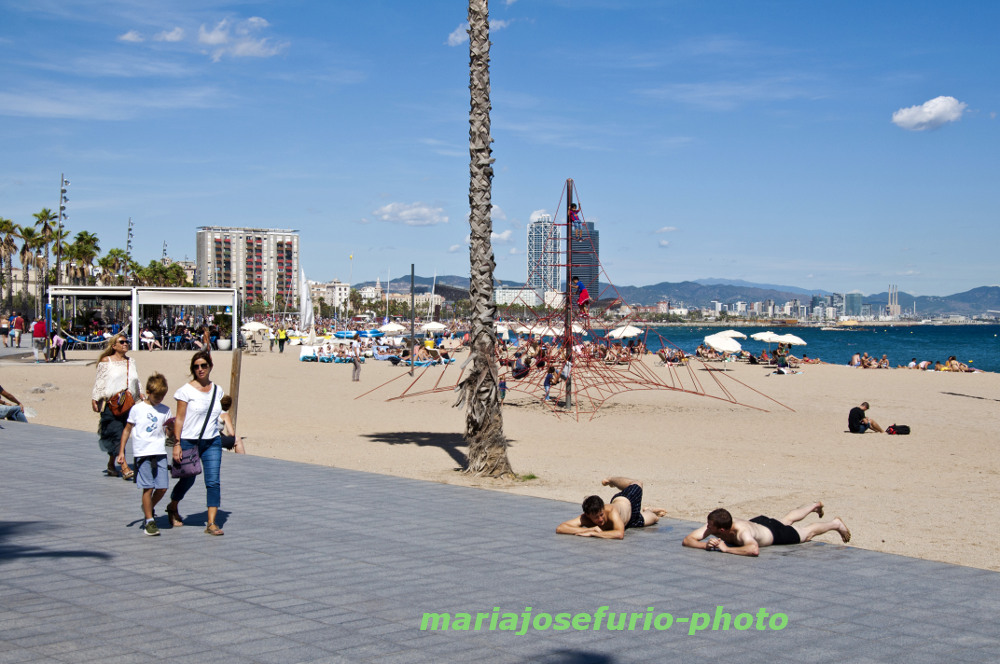 Barceloneta beach, Barcelona, Port Vell, Ciutat Vella, Spain